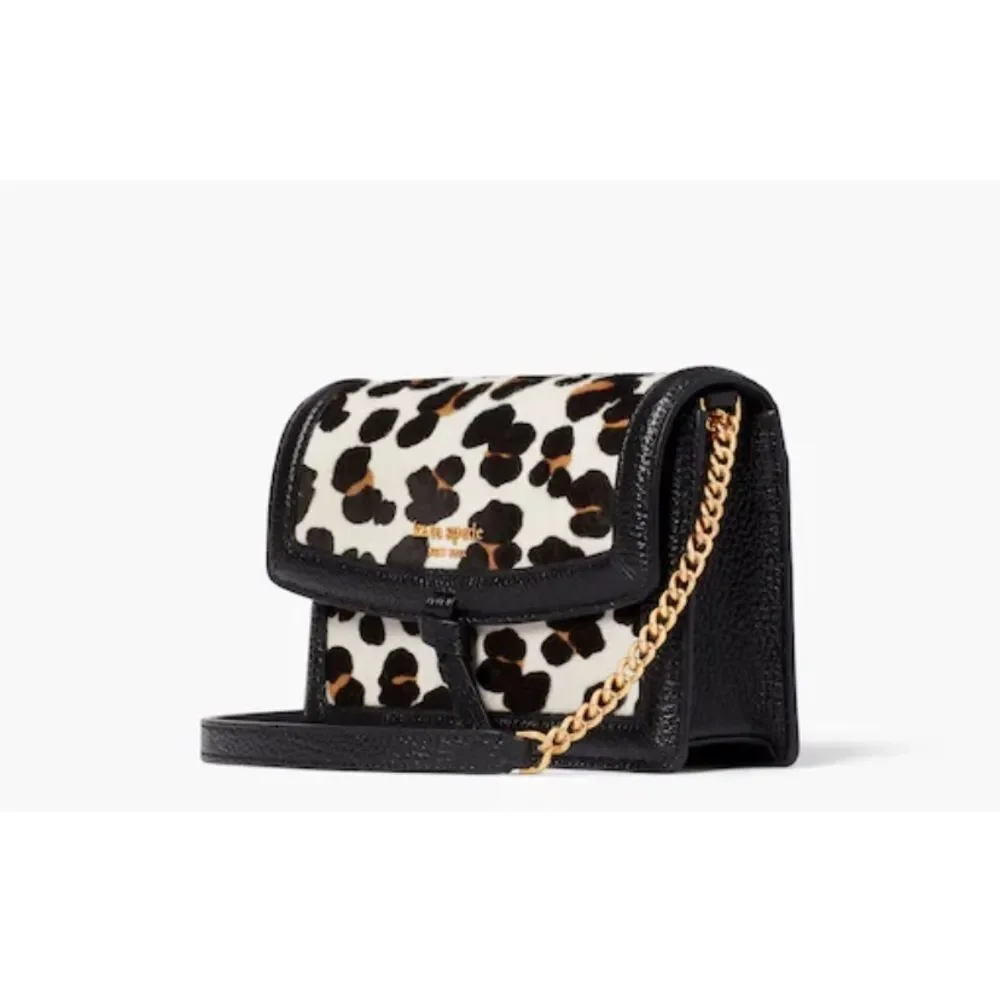 Kate Spade Knott calf hair and pebbled leather flap crossbody NWT